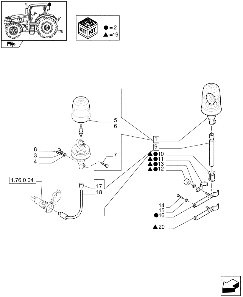 Схема запчастей Case IH PUMA 140 - (1.75.8) - ROTARY BEACON & COMPONENTS (VAR.331916-333916) (06) - ELECTRICAL SYSTEMS