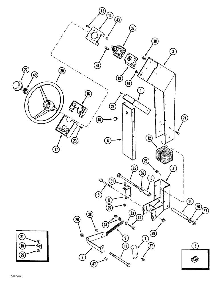 Схема запчастей Case IH 1660 - (5-02) - STEERING WHEEL AND SUPPORT (04) - STEERING