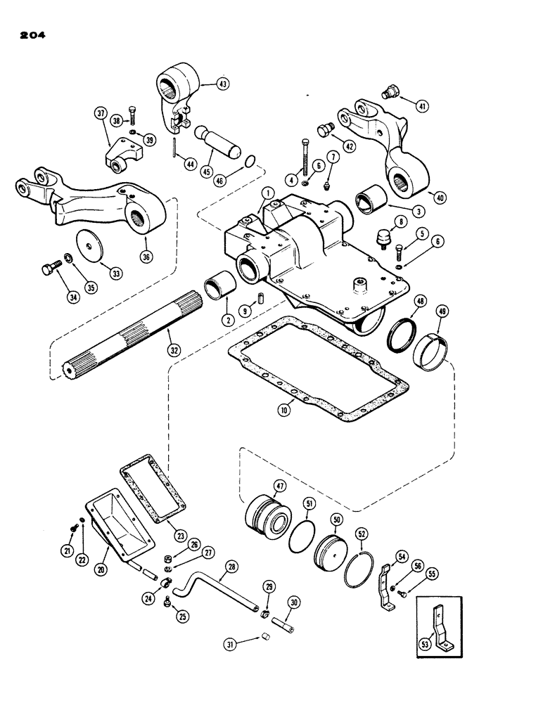 Схема запчастей Case IH 430 - (204) - ROCKSHAFT AND HOUSING, DRAFT-O-MATIC, STANDARD (09) - CHASSIS/ATTACHMENTS