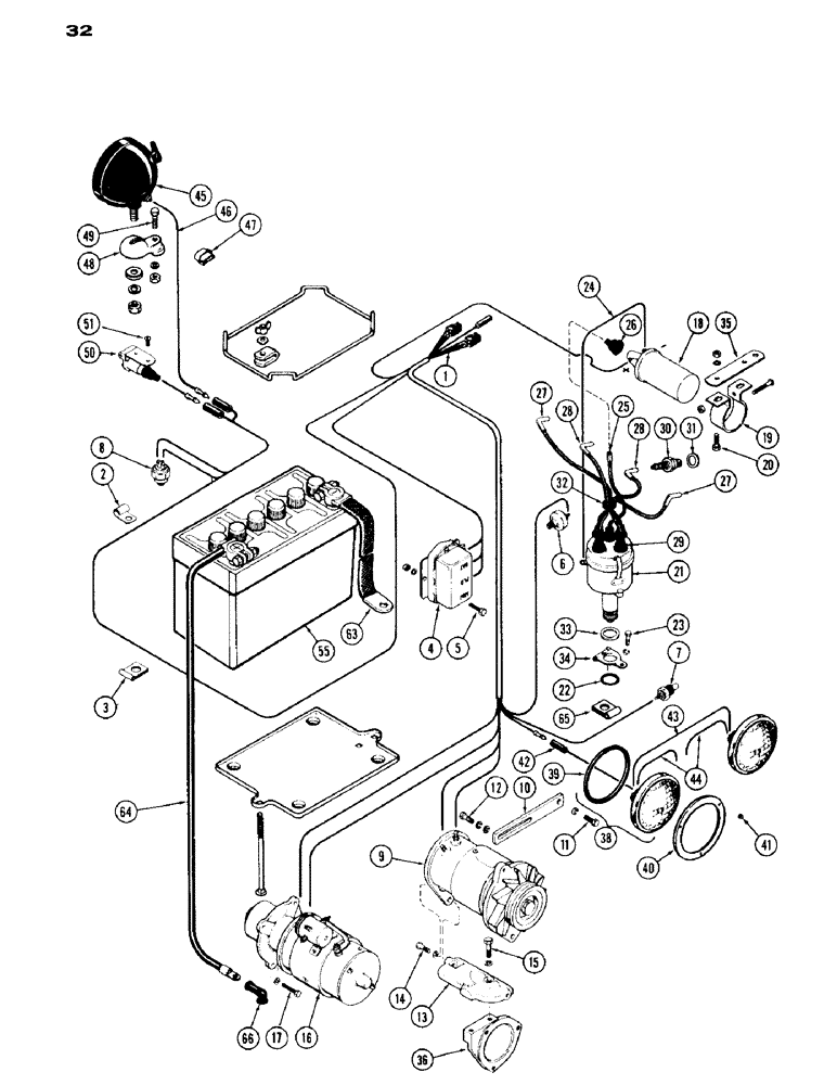 Схема запчастей Case IH 430 - (032) - ELECTRICAL EQUIPMENT AND WIRING, 430 SERIES, 148 B SPARK IGNITION ENGINE (04) - ELECTRICAL SYSTEMS