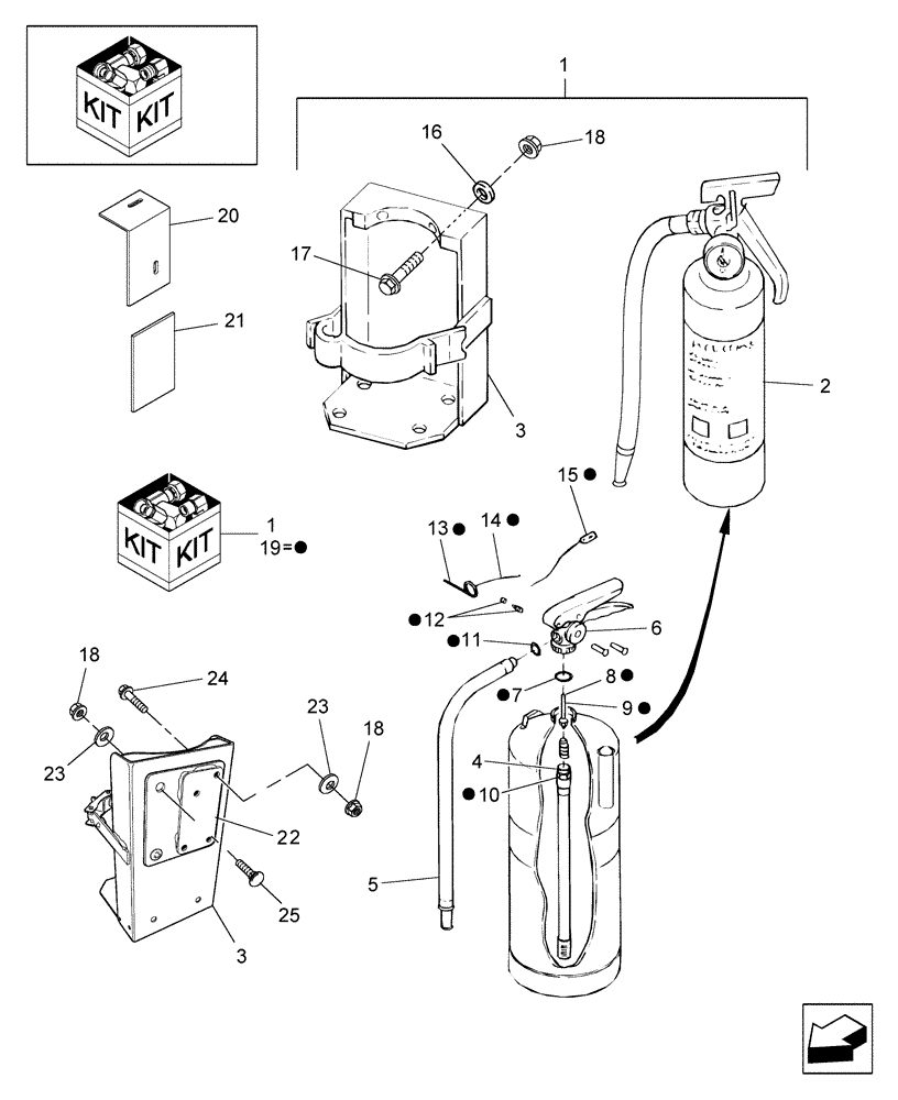 Схема запчастей Case IH RBX552 - (18.31) - FIRE EXTINGUISHER KIT (18) - ACCESSORIES