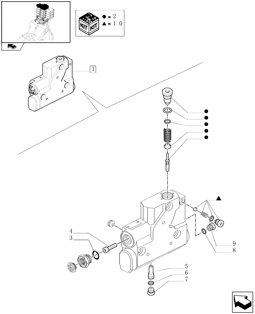 Схема запчастей Case IH PUMA 155 - (1.82.7/04A) - TOP COVER HYDRAULIC VALVE - BREAKDOWN (07) - HYDRAULIC SYSTEM