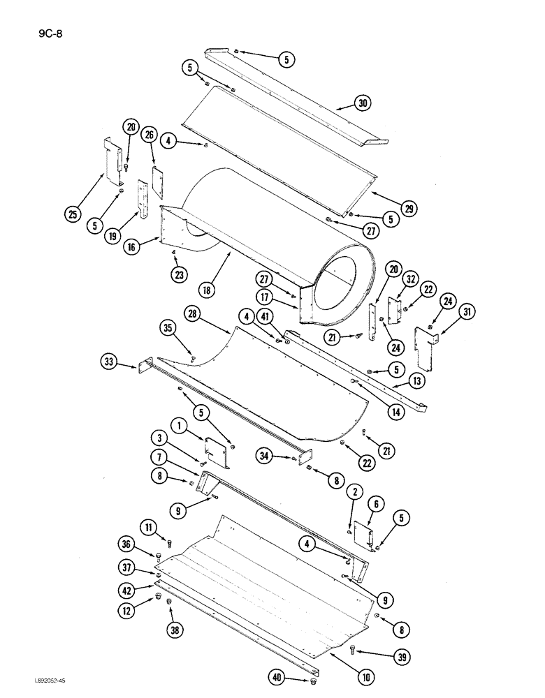 Схема запчастей Case IH 1680 - (9C-08) - CLEANING FAN HOUSING (15) - BEATER & CLEANING FANS