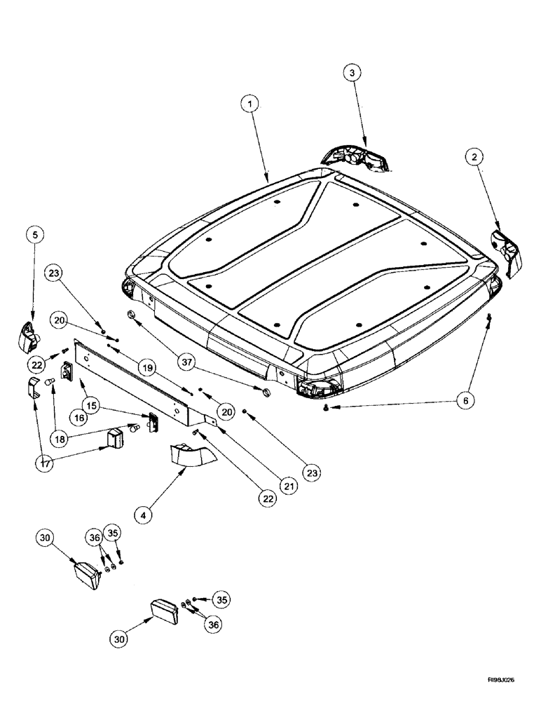 Схема запчастей Case IH MX200 - (4-076) - LAMPS, CAB ROOF, EUROPE ONLY (04) - ELECTRICAL SYSTEMS