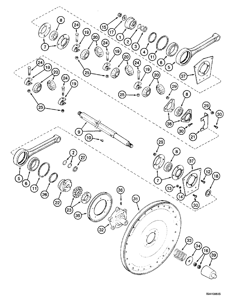 Схема запчастей Case IH 2166 - (9B-34) - SHAKER SHAFT AND AUGER DRIVE (14) - ROTOR, CONCANVES & SIEVE