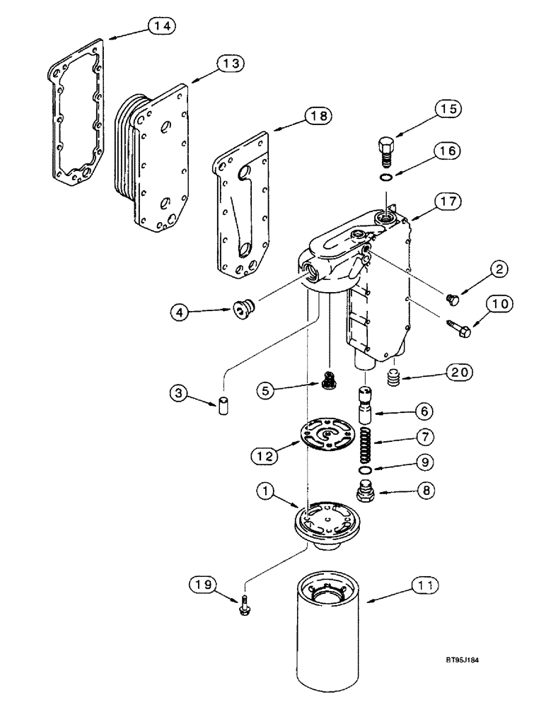 Схема запчастей Case IH 2166 - (2-30) - OIL FILTER AND COOLER, 6T-830 ENGINE, PRIOR TO COMBINE P.I.N. JJC0180000 (01) - ENGINE