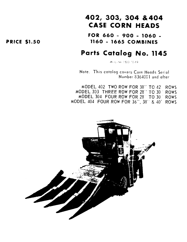 Схема запчастей Case IH 404 - (01) - 402, 303, 304, & 404 CASE CORN HEADS (00) - GENERAL & PICTORIAL INDEX