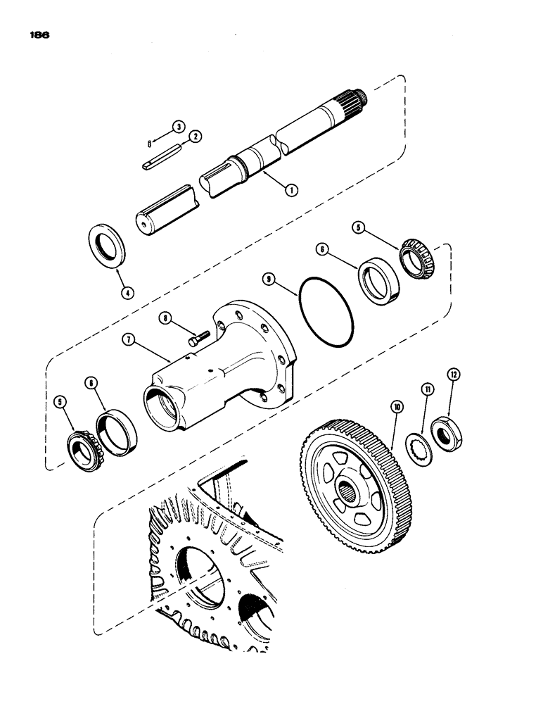 Схема запчастей Case IH 970 - (186) - 88" REAR AXLE, 3-3/16" DIAMETER SHORT AXLE (06) - POWER TRAIN