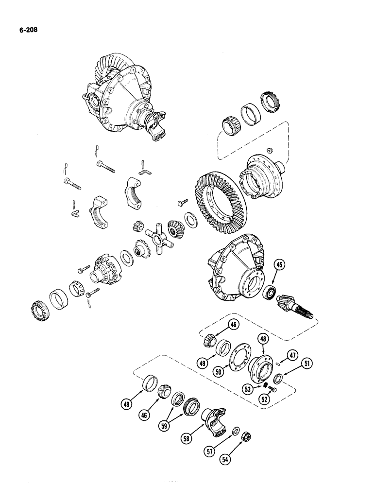 Схема запчастей Case IH 4490 - (6-208) - REAR AXLE DIFFERENTIAL AND CARRIER (06) - POWER TRAIN