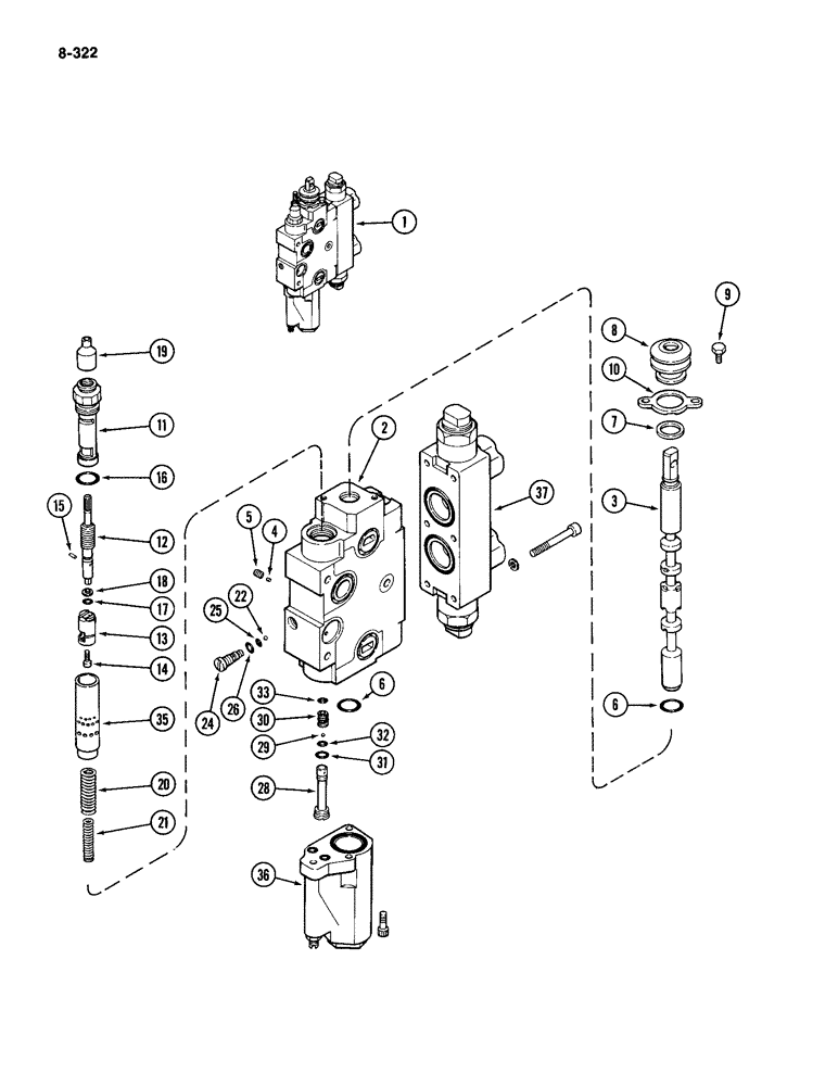 Схема запчастей Case IH 2094 - (8-322) - REMOTE CONTROL VALVE, WITH LOAD CHECK (08) - HYDRAULICS