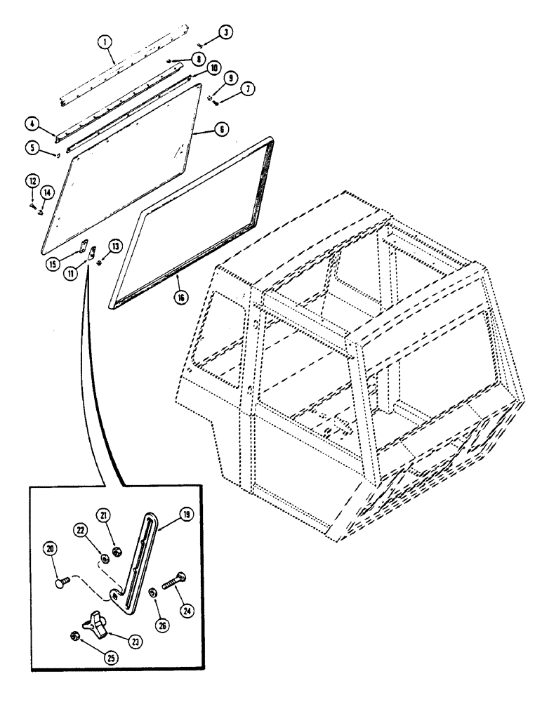 Схема запчастей Case IH 2670 - (470) - CAB, REAR WINDOW WITHOUT FRAME, WITH POLYETHELENE HINGE (09) - CHASSIS/ATTACHMENTS