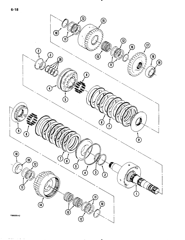 Схема запчастей Case IH 9130 - (6-18) - TRANSMISSION, 7 INCH CLUTCH PACK, SECOND (06) - POWER TRAIN