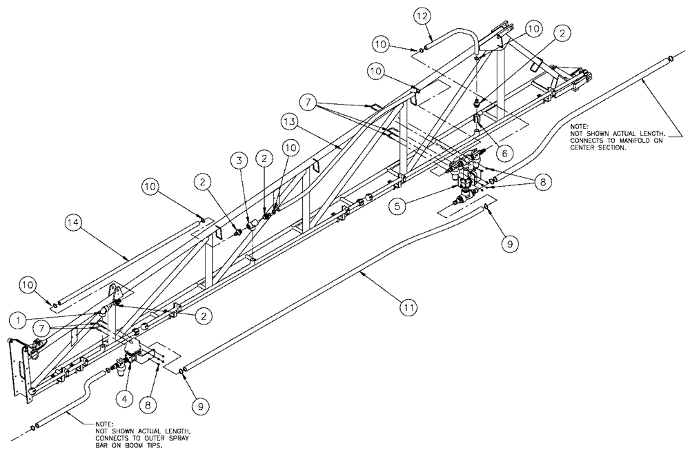 Схема запчастей Case IH SPX3320 - (09-032) - BOOM PLUMBING GROUP, 5 SECTION MID Liquid Plumbing