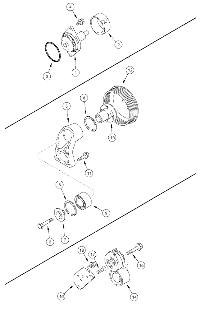 Схема запчастей Case IH 3185 - (03-007) - WATER PUMP, BELT TENSIONER AND FAN BELT (01) - ENGINE