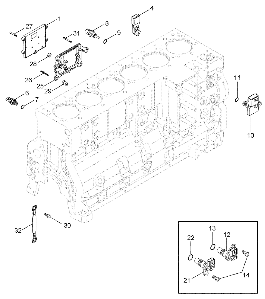 Схема запчастей Case IH TITAN 4020 - (02-051) - ENGINE - CONTROL MODULE (01) - ENGINE