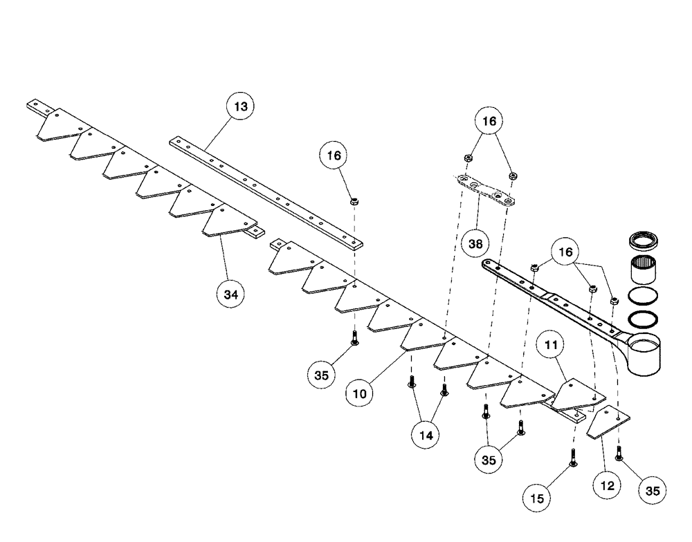 Схема запчастей Case IH 2052 - (09-12) - KNIFE ASSEMBLY - 25.0, 30.0 AND 36.0 FOOT HEADER, SERRATED COARSE SICKLES (03) - CHASSIS/MOUNTED EQUIPMENT