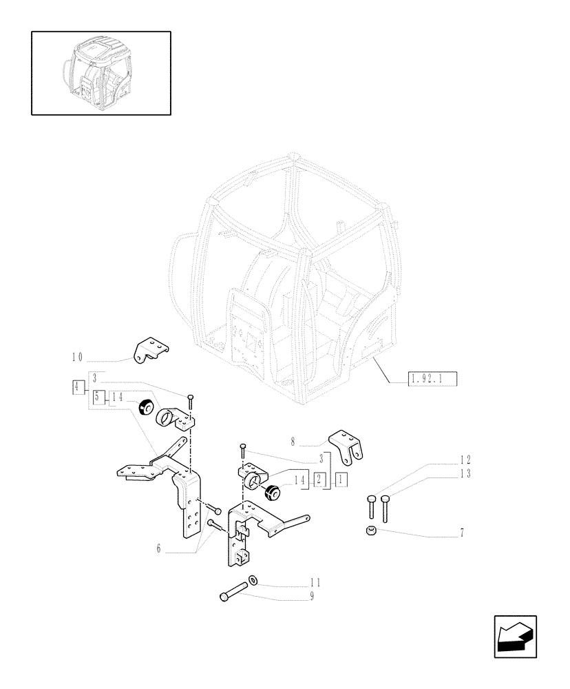 Схема запчастей Case IH MAXXUM 120 - (1.92.6/01[01]) - CABIN SUSPENSION - FRONT SUPPORTS (VAR.331658; 330658-333679 / 743810) (10) - OPERATORS PLATFORM/CAB