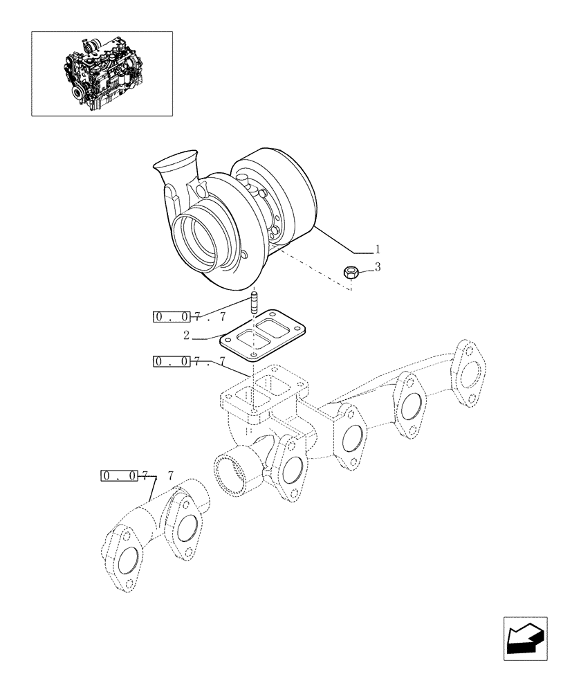 Схема запчастей Case IH PUMA 195 - (0.24.0) - TURBOCHARGER (01) - ENGINE