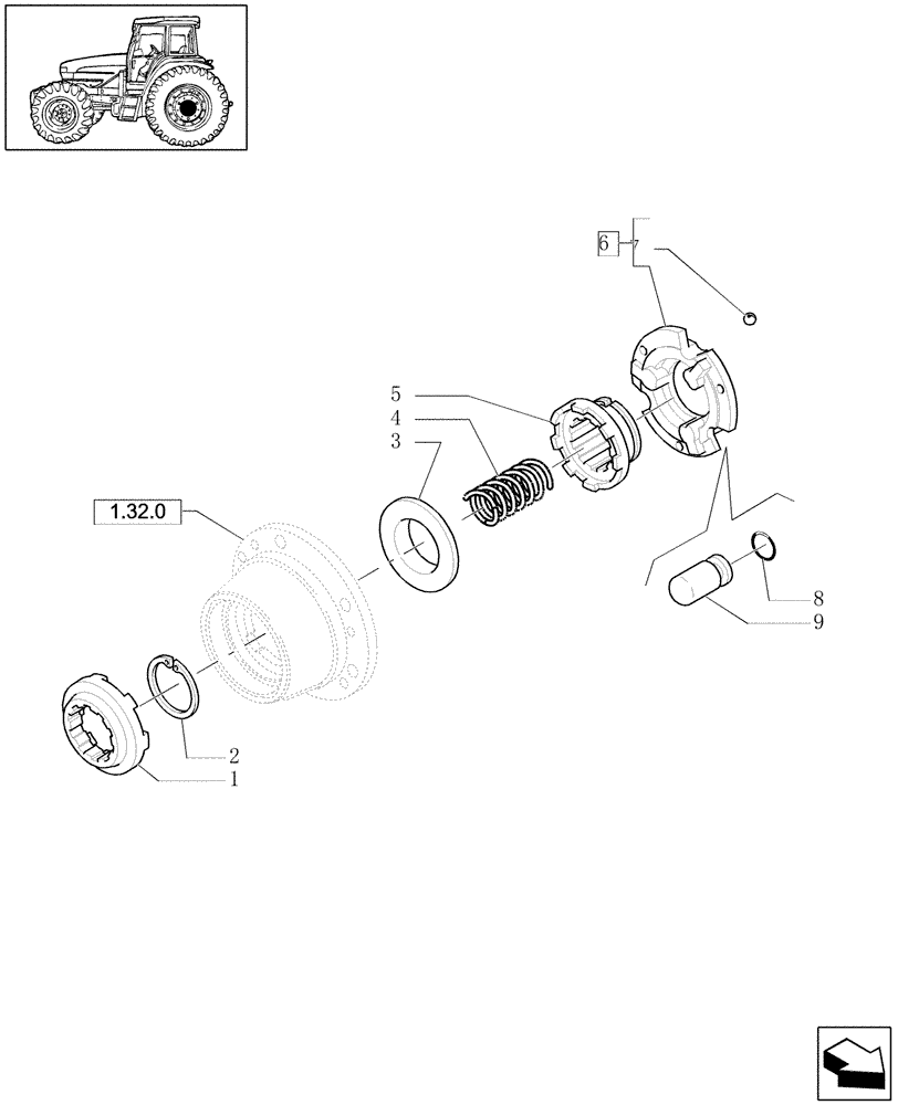 Схема запчастей Case IH MXU130 - (1.32.6) - DIFFERENTIAL LOCK (03) - TRANSMISSION