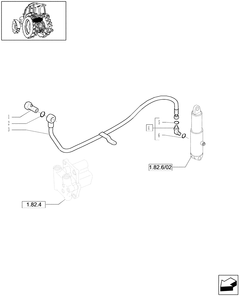 Схема запчастей Case IH MAXXUM 110 - (1.82.1/01[02]) - FIXED DELIVERY PUMP WITH 24X24 GEARBOX - HYDRAULIC LIFT PIPES (07) - HYDRAULIC SYSTEM