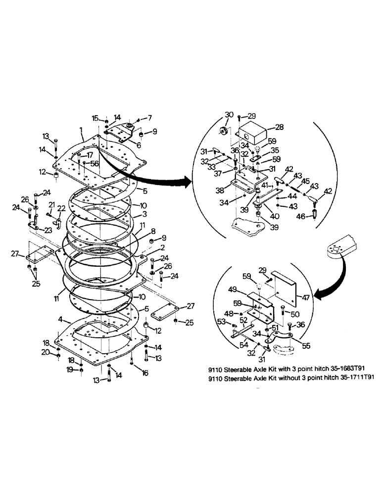 Схема запчастей Case IH 9110 - (10-26) - STEERABLE AXLE MOUNTING, SERIAL NUMBER 17901057 AND AFTER Options & Miscellaneous