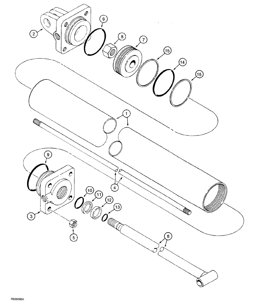 Схема запчастей Case IH 5700 - (8-064) - CYLINDER ASSEMBLY - 810665C01, 3-1/2 ID X 34 INCH STROKE (08) - HYDRAULICS