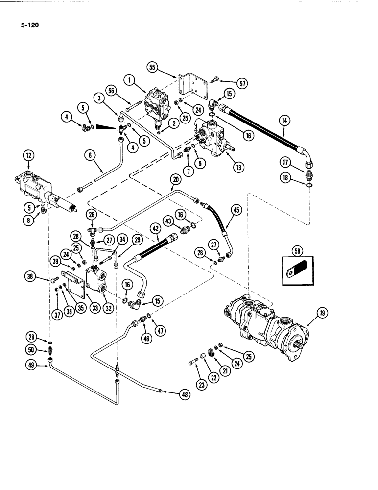 Схема запчастей Case IH 4494 - (5-120) - REAR STEERING HYDRAULICS, PRIORITY AND CONTROL VALVES, P.I.N. 8865595 AND AFTER (05) - STEERING