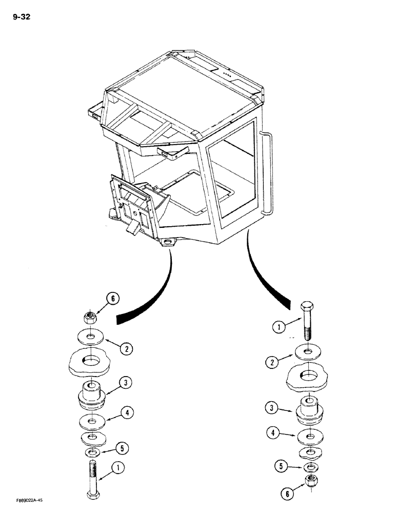 Схема запчастей Case IH 9280 - (9-32) - MOUNTS, CAB AND ROPS (09) - CHASSIS/ATTACHMENTS