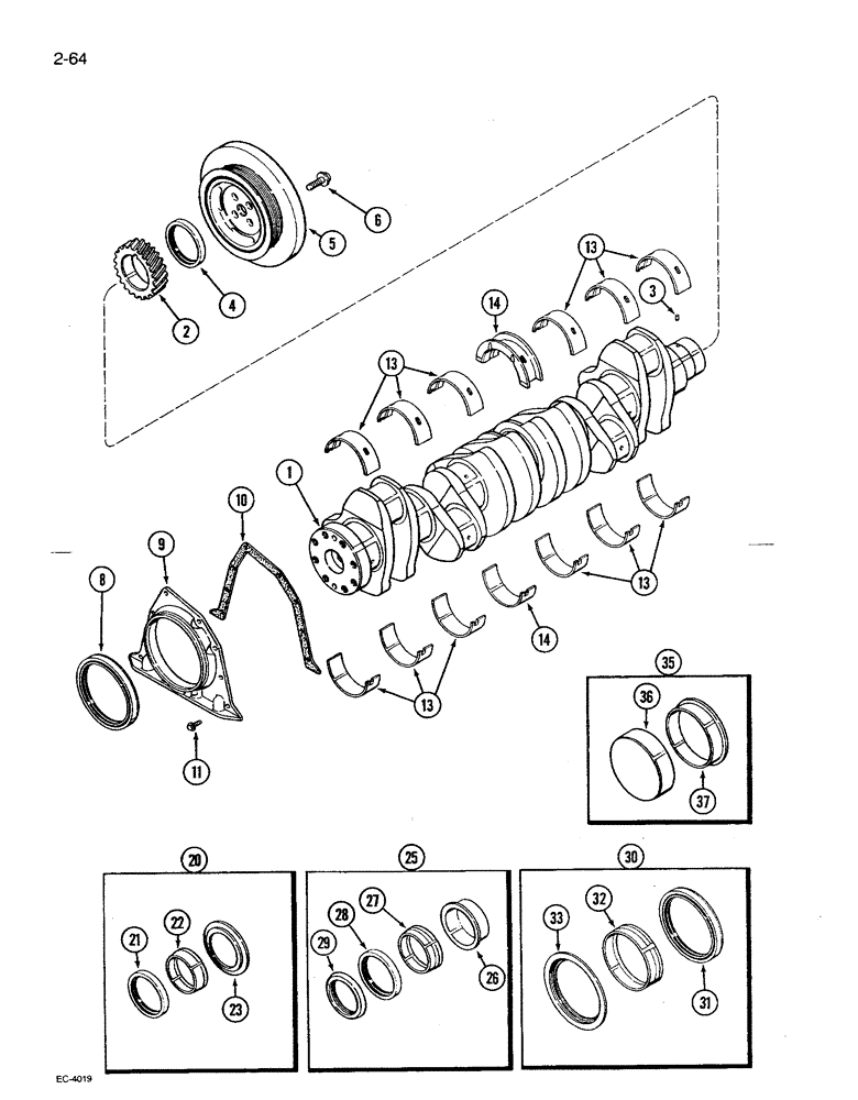 Схема запчастей Case IH 1680 - (2-064) - CRANKSHAFT, 6TA-830 ENGINE (01) - ENGINE