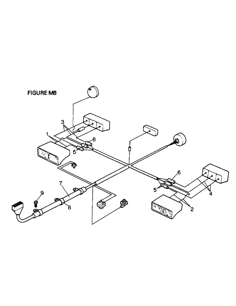 Схема запчастей Case IH 1410 - (M8-1) - ELECTRICAL EQUIPMENT, ELECTRICAL WIRING, SIDE & REAR LAMPS, [A] 1410, [B] 1412, [C] 1412G (06) - ELECTRICAL SYSTEMS