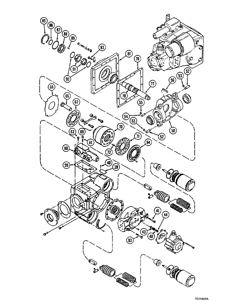 Схема запчастей Case IH 1680 - (6-30) - HYDROSTATIC PUMP, WITH SINGLE AND DUAL SPEED MOTOR, P.I.N. JJC0044502 AND AFTER (CONTD) (03) - POWER TRAIN