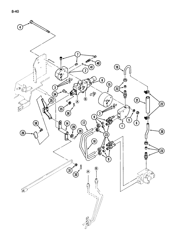 Схема запчастей Case IH 265 - (8-40) - MID HYDRAULIC LIFT CONTROLS (08) - HYDRAULICS