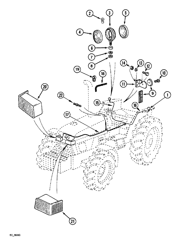 Схема запчастей Case IH 4240 - (4-06) - LIGHTS AND HARNESS, CROWN TOP FENDERS (04) - ELECTRICAL SYSTEMS