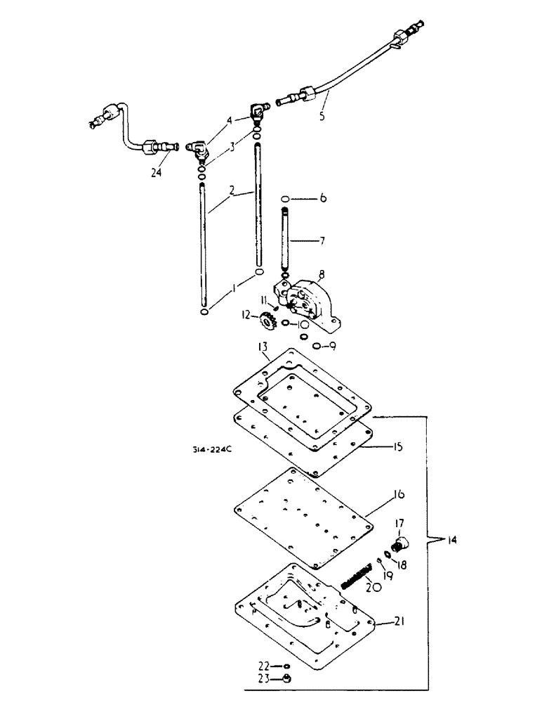 Схема запчастей Case IH 784 - (10-035) - HYDRAULIC PUMP AND CONNECTIONS, TRACTORS W/FORWARD AND REVERSE, TRACTORS W/TORQUE AMPLIFIER (07) - HYDRAULICS