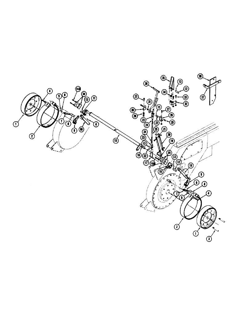 Схема запчастей Case IH 1255 - (130) - WHEEL BRAKES (33) - BRAKES & CONTROLS