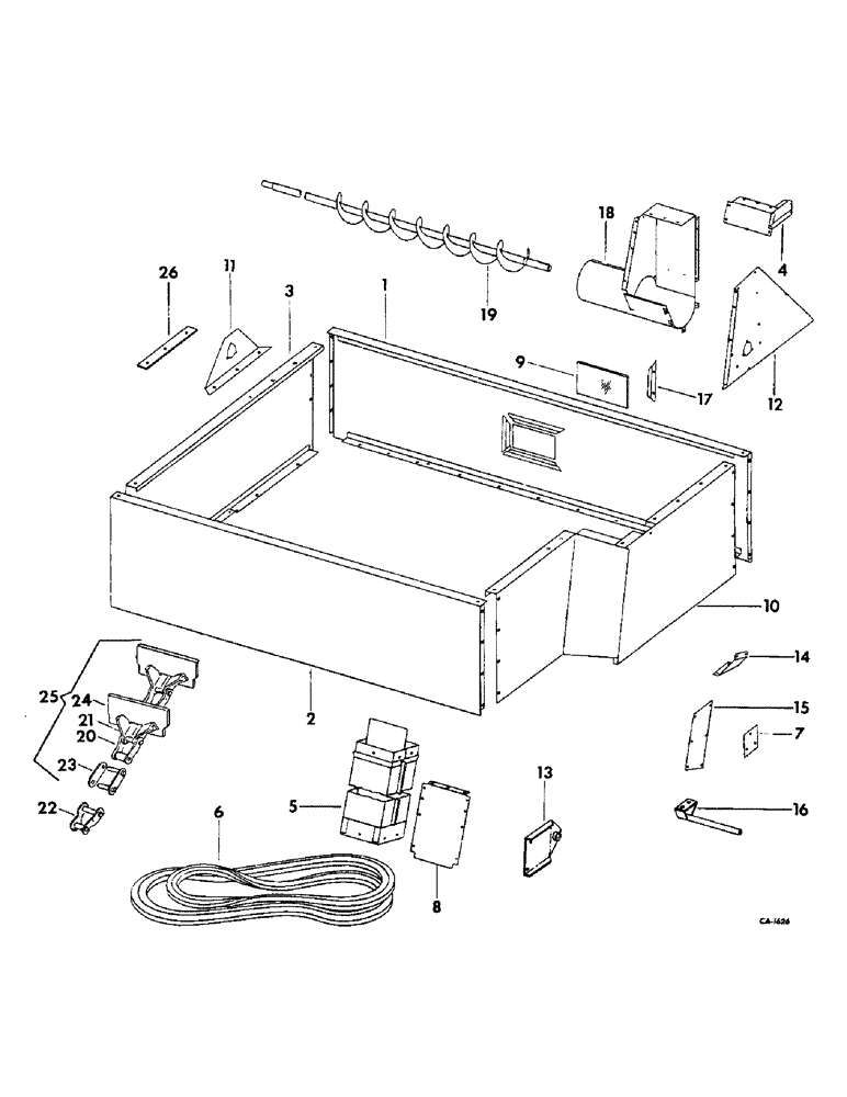 Схема запчастей Case IH 715 - (26-06) - GRAIN TANK, GRAIN TANK EXTENSION WITH RAISED LEVELING AUGER, 19-1/2 INCHES HIGH Grain Tank