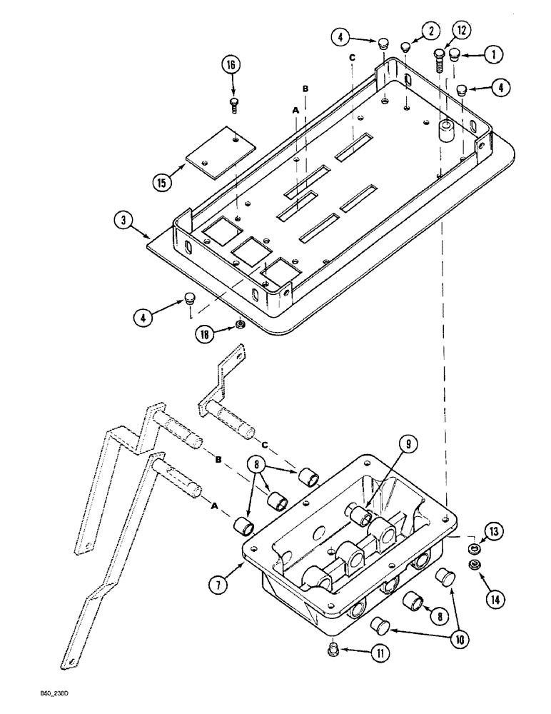 Схема запчастей Case IH 3220 - (9-054) - CAB, DRAFT CONTROL LEVER HOUSING (09) - CHASSIS/ATTACHMENTS