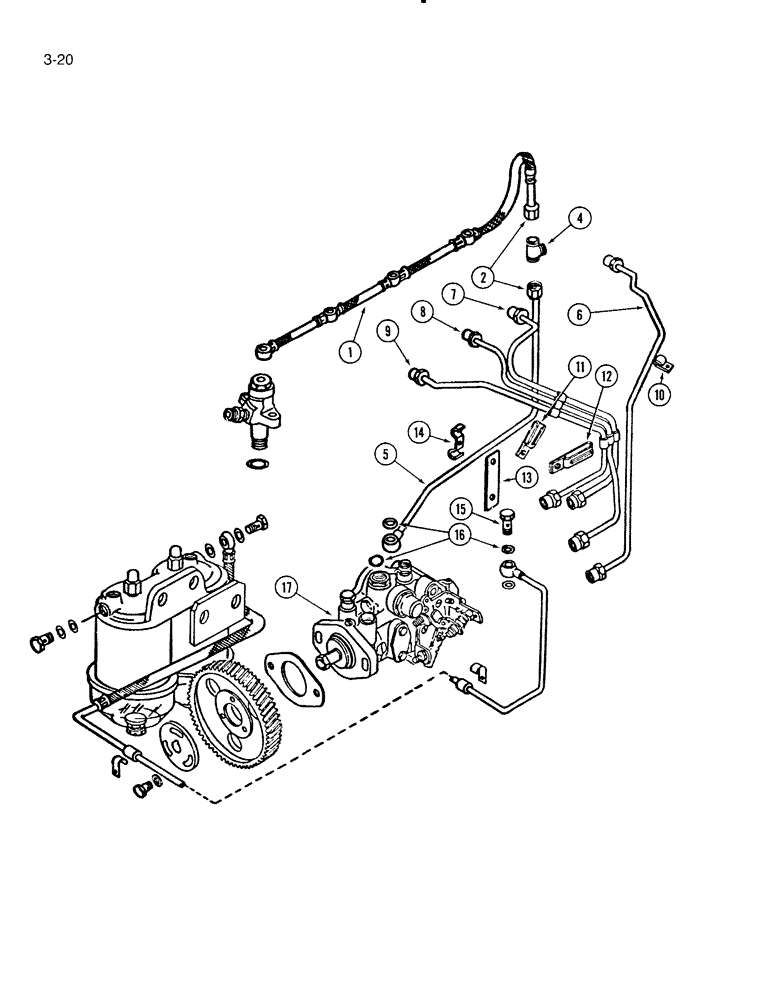 Схема запчастей Case IH 5000 - (3-20) - FUEL INJECTION SYSTEM, D-239 DIESEL ENGINE (03) - FUEL SYSTEM