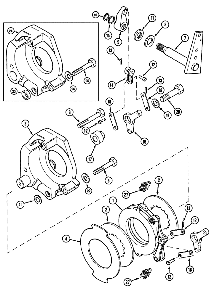 Схема запчастей Case IH MX120 - (07-01) - PARKING BRAKE (07) - BRAKES