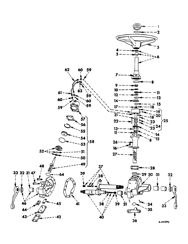 Схема запчастей Case IH 460 - (128) - STEERING MECHANISM, STEERING GEAR, FOR INTERNATIONAL 460 SERIES TRACTORS W/POWER STEERING Steering Mechanism