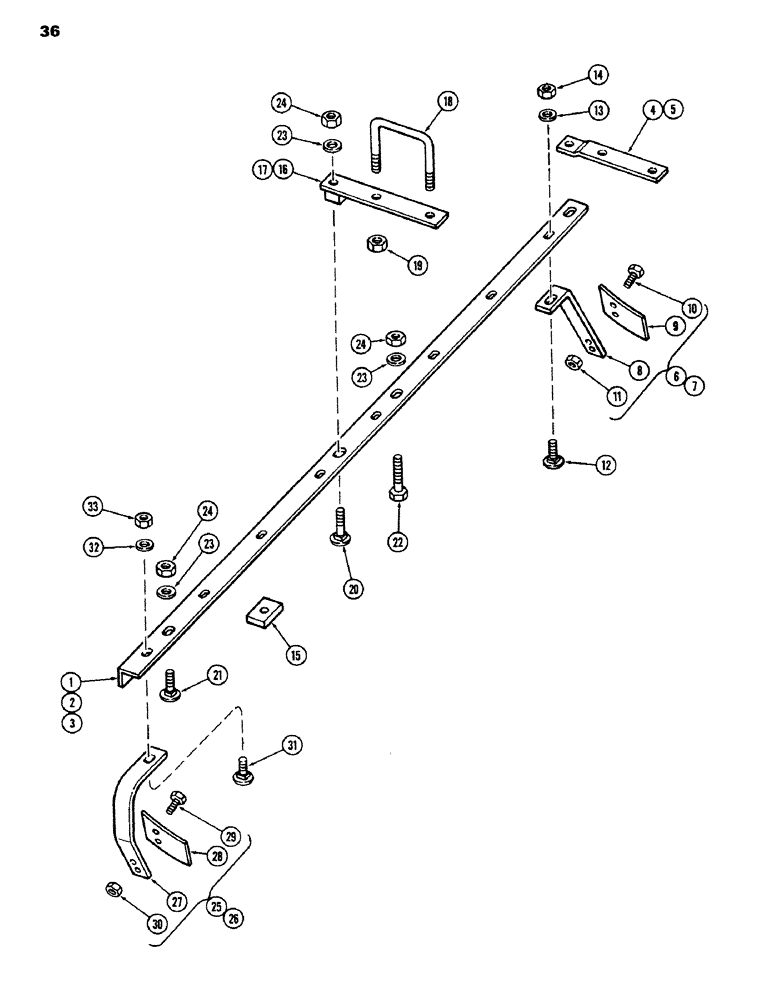 Схема запчастей Case IH K23B - (36) - SCRAPER BARS AND SCRAPERS, MAIN GANG 