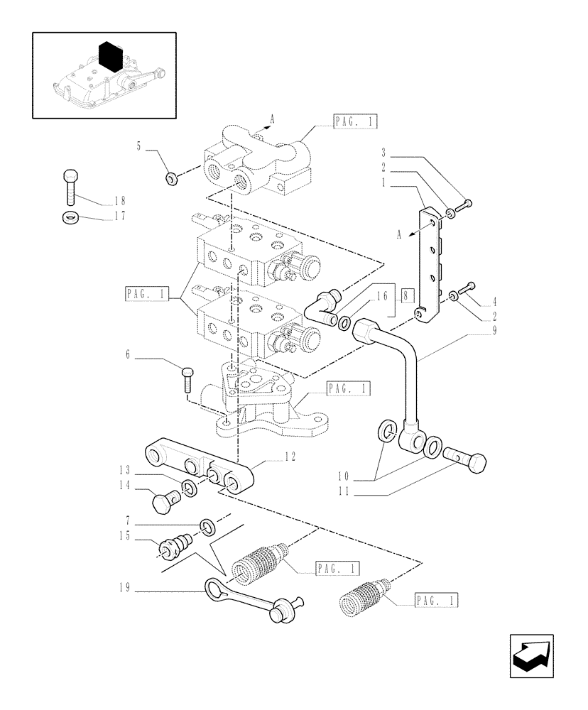 Схема запчастей Case IH JX1075C - (1.82.7/04[03]) - (VAR.027) 2 REMOTE VALVES FOR MID-MOUNT AND MDC - PIPES - C5484 (07) - HYDRAULIC SYSTEM