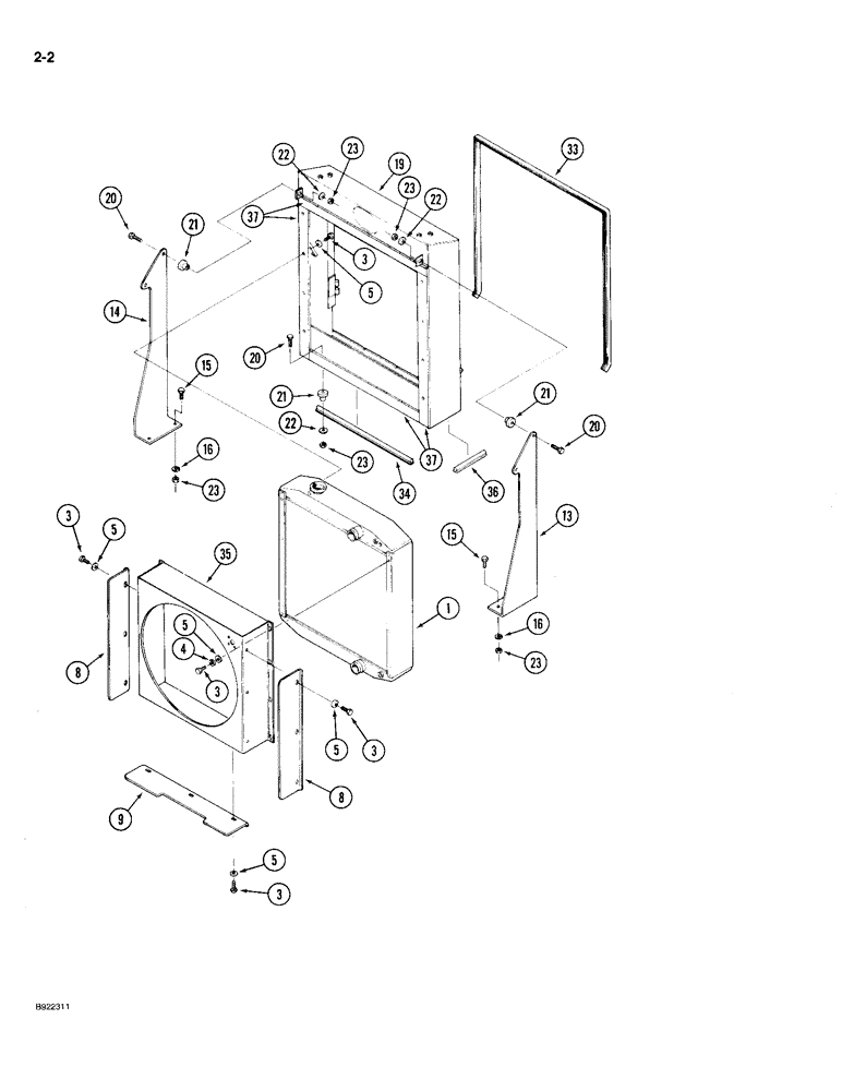 Схема запчастей Case IH 9210 - (2-002) - RADIATOR MOUNTING (02) - ENGINE