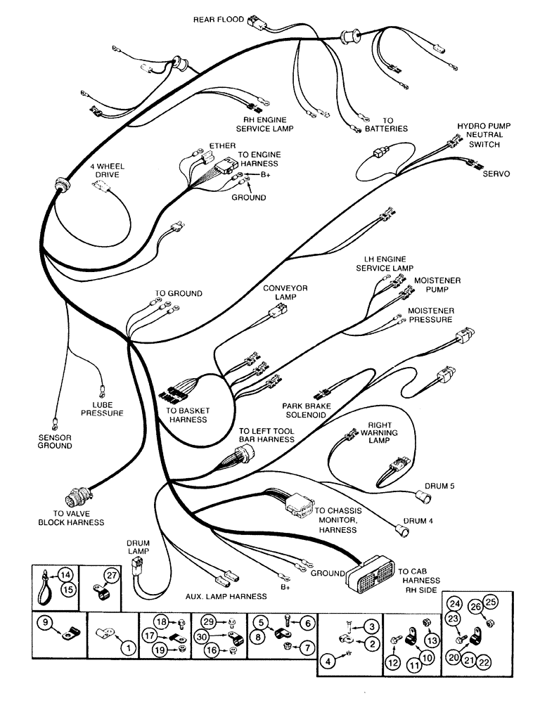 Схема запчастей Case IH 2155 - (4-22) - CENTER TO REAR HARNESS (06) - ELECTRICAL SYSTEMS