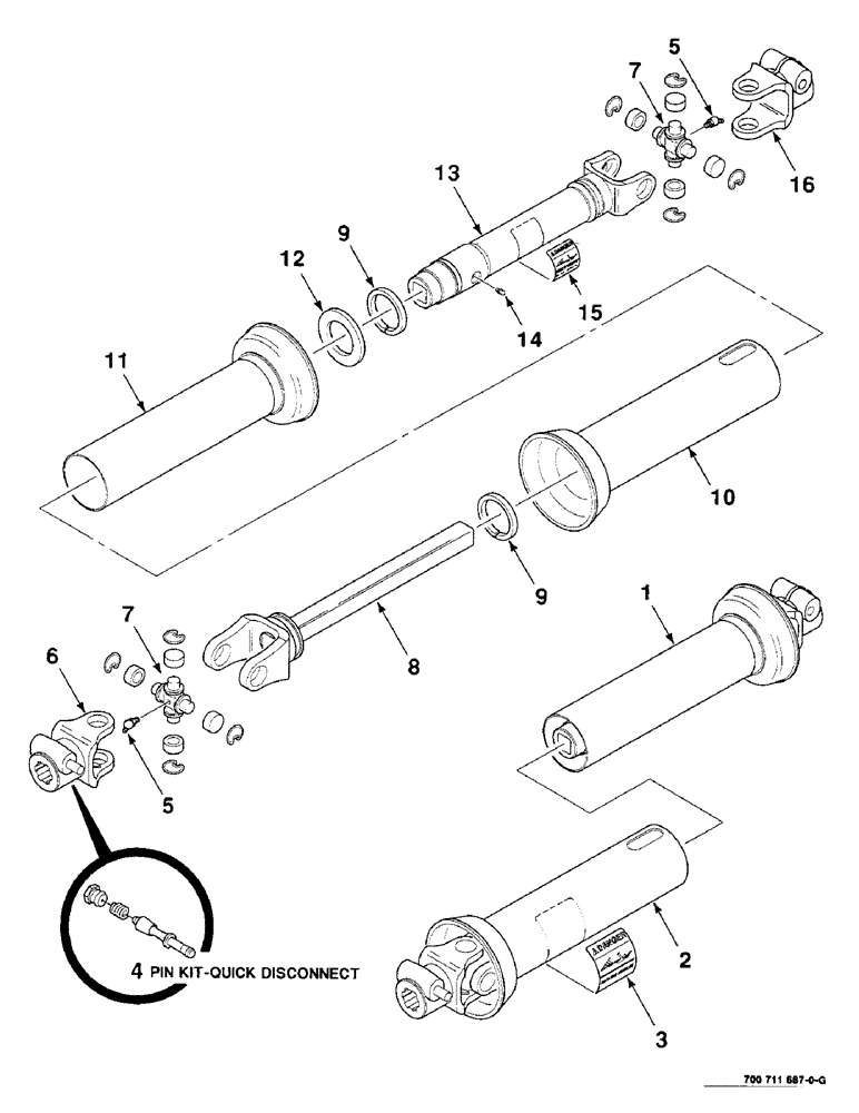 Схема запчастей Case IH 8240 - (7-04) - IMPLEMENT DRIVELINE ASSEMBLY, 540 RPM (58) - ATTACHMENTS/HEADERS