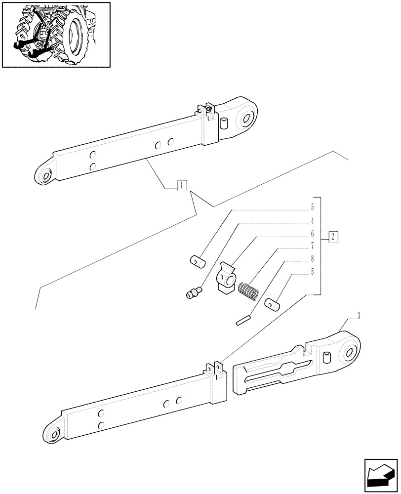 Схема запчастей Case IH JX60 - (1.89.6/04C) - FLEXIBLE ENDS - BREAKDOWN (09) - IMPLEMENT LIFT