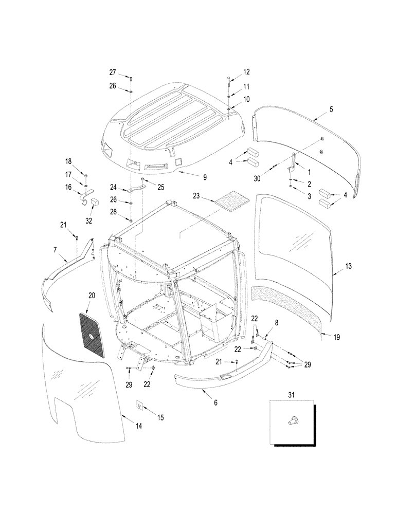 Схема запчастей Case IH STX275 - (09-16) - CAB - SKIRTS AND GLASS (09) - CHASSIS