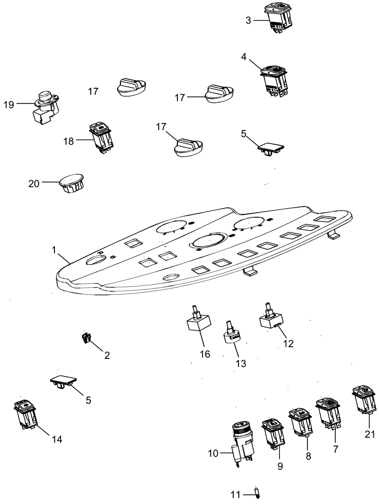 Схема запчастей Case IH MX215 - (04-21) - CONTROLS - RIGHT FENDER CONSOLE, WITHOUT ATC (04) - ELECTRICAL SYSTEMS