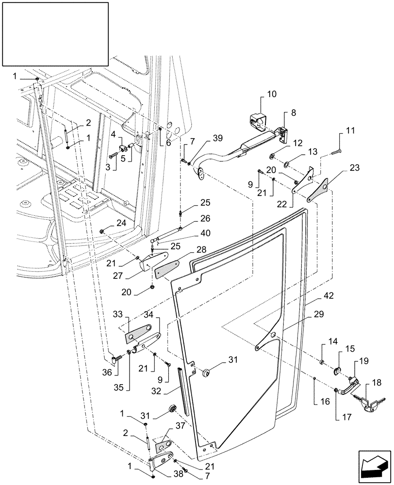 Схема запчастей Case IH AFX8010 - (E.34.A.76[2]) - DOOR, CAB, L.H. E - Body and Structure