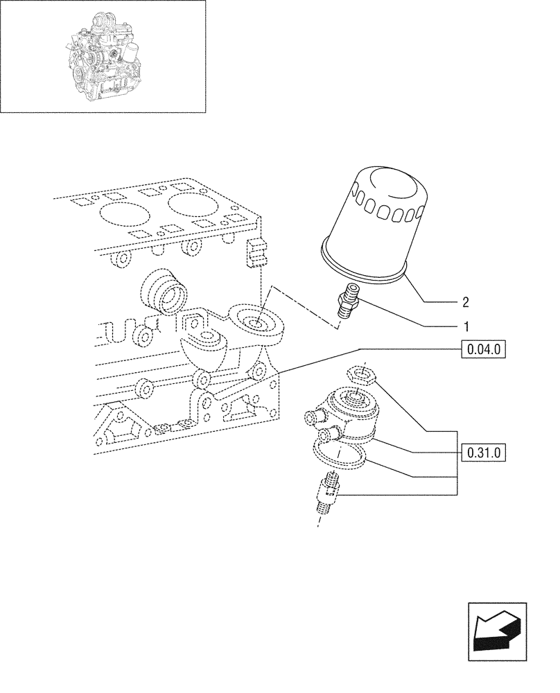 Схема запчастей Case IH JX95 - (0.30.2/03) - VAR - 747, 391102 - TTF ENGINE TIER 2 - OIL FILTER (01) - ENGINE